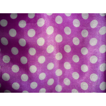 Pink and white dots Printed Stretch Satin for Dress